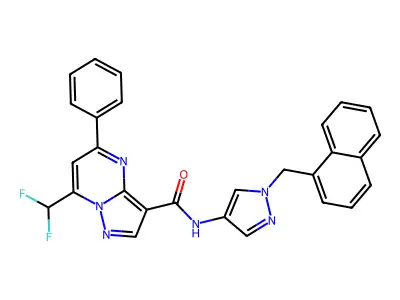 7-(difluoromethyl)-N-[1-(naphthalen-1-ylmethyl)pyrazol-4-yl]-5-phenylpyrazolo[1,5-a]pyrimidine-3-carboxamide structure