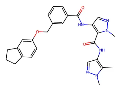 4-[[3-(2,3-dihydro-1H-inden-5-yloxymethyl)benzoyl]amino]-N-(1,5-dimethylpyrazol-4-yl)-2-methylpyrazole-3-carboxamide structure
