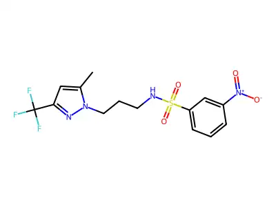 N-[3-[5-methyl-3-(trifluoromethyl)pyrazol-1-yl]propyl]-3-nitrobenzenesulfonamide structure