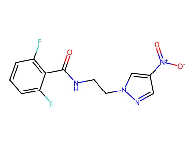 2,6-difluoro-N-[2-(4-nitropyrazol-1-yl)ethyl]benzamide structure