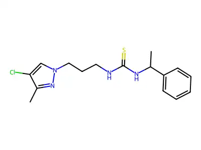 1-[3-(4-Chloro-3-methylpyrazol-1-yl)propyl]-3-(1-phenylethyl)thiourea structure