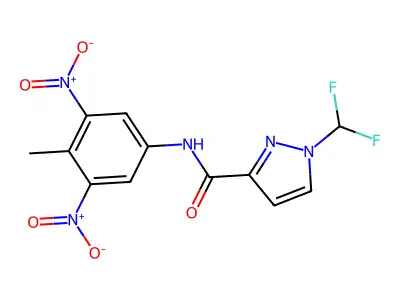 1-(difluoromethyl)-N-(4-methyl-3,5-dinitrophenyl)pyrazole-3-carboxamide structure