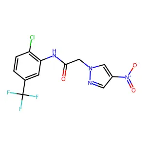 N-[2-chloro-5-(trifluoromethyl)phenyl]-2-(4-nitropyrazol-1-yl)acetamide structure