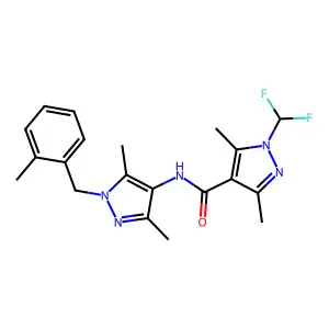 1-(difluoromethyl)-N-[3,5-dimethyl-1-(2-methylbenzyl)-1H-pyrazol-4-yl]-3,5-dimethyl-1H-pyrazole-4-carboxamide structure