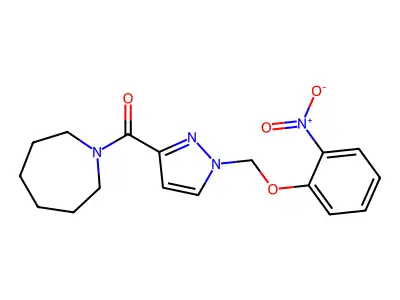 Azepan-1-yl-[1-[(2-nitrophenoxy)methyl]pyrazol-3-yl]methanone structure