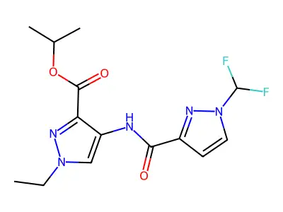 propan-2-yl 4-[[1-(difluoromethyl)pyrazole-3-carbonyl]amino]-1-ethylpyrazole-3-carboxylate structure
