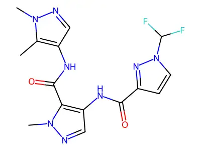 4-[[1-(difluoromethyl)pyrazole-3-carbonyl]amino]-N-(1,5-dimethylpyrazol-4-yl)-2-methylpyrazole-3-carboxamide structure