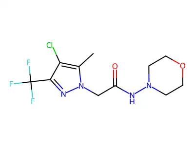 2-[4-chloro-5-methyl-3-(trifluoromethyl)pyrazol-1-yl]-N-morpholin-4-ylacetamide structure