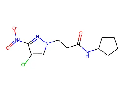 3-(4-chloro-3-nitropyrazol-1-yl)-N-cyclopentylpropanamide structure
