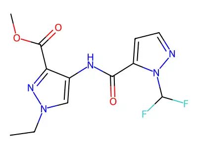 methyl 4-({[1-(difluoromethyl)-1H-pyrazol-5-yl]carbonyl}amino)-1-ethyl-1H-pyrazole-3-carboxylate structure