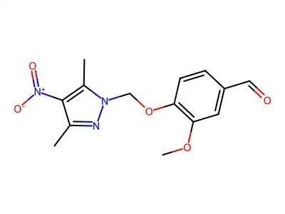 4-((3,5-Dimethyl-4-nitro-1H-pyrazol-1-yl)methoxy)-3-methoxybenzaldehyde structure