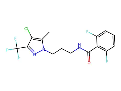 N-[3-[4-chloro-5-methyl-3-(trifluoromethyl)pyrazol-1-yl]propyl]-2,6-difluorobenzamide structure