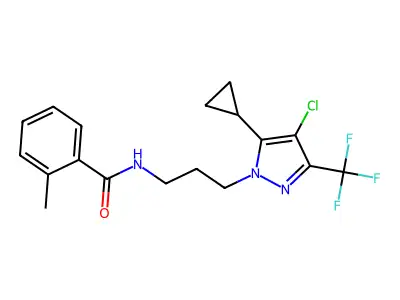 N-[3-[4-Chloro-5-cyclopropyl-3-(trifluoromethyl)-1H-pyrazol-1-yl]propyl]-2-methylbenzamide structure