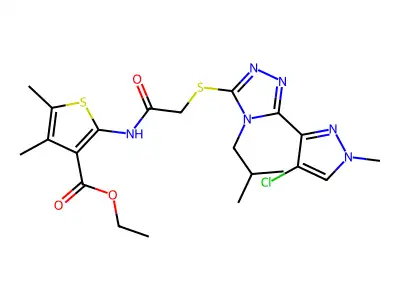 ethyl 2-(2-((5-(4-chloro-1-methyl-1H-pyrazol-3-yl)-4-isobutyl-4H-1,2,4-triazol-3-yl)thio)acetamido)-4,5-dimethylthiophene-3-carboxylate structure