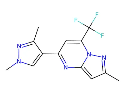 5-(1,3-dimethyl-1H-pyrazol-4-yl)-2-methyl-7-(trifluoromethyl)pyrazolo[1,5-a]pyrimidine structure