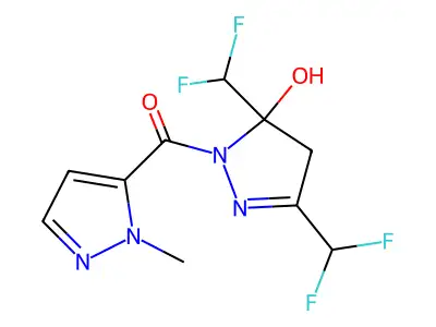 [3,5-bis(difluoromethyl)-5-hydroxy-4H-pyrazol-1-yl]-(2-methylpyrazol-3-yl)methanone structure
