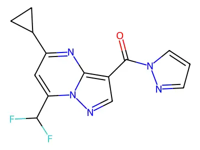 [5-cyclopropyl-7-(difluoromethyl)pyrazolo[1,5-a]pyrimidin-3-yl](1H-pyrazol-1-yl)methanone structure