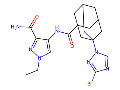 4-({[3-(3-BROMO-1H-1,2,4-TRIAZOL-1-YL)-1-ADAMANTYL]CARBONYL}AMINO)-1-ETHYL-1H-PYRAZOLE-3-CARBOXAMIDE structure