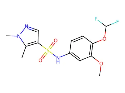 N-[4-(difluoromethoxy)-3-methoxyphenyl]-1,5-dimethyl-1H-pyrazole-4-sulfonamide structure