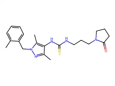 1-[3,5-dimethyl-1-[(2-methylphenyl)methyl]pyrazol-4-yl]-3-[3-(2-oxopyrrolidin-1-yl)propyl]thiourea structure