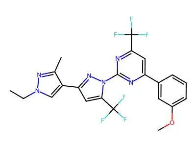 1'-ETHYL-1-[4-(3-METHOXYPHENYL)-6-(TRIFLUOROMETHYL)-2-PYRIMIDINYL]-3'-METHYL-5-(TRIFLUOROMETHYL)-1H,1'H-3,4'-BIPYRAZOLE structure