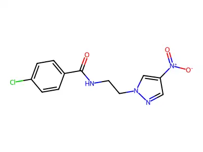 4-chloro-N-[2-(4-nitropyrazol-1-yl)ethyl]benzamide structure