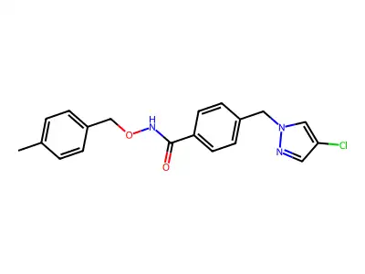 4-[(4-chloropyrazol-1-yl)methyl]-N-[(4-methylphenyl)methoxy]benzamide structure