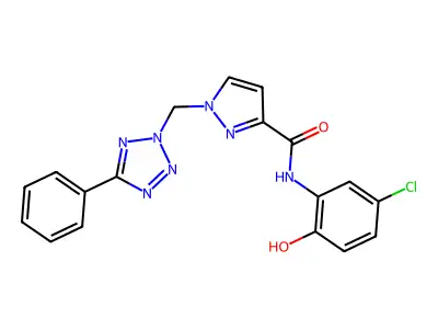N-(5-chloro-2-hydroxyphenyl)-1-[(5-phenyltetrazol-2-yl)methyl]pyrazole-3-carboxamide structure