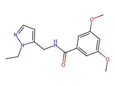 N-[(2-ethylpyrazol-3-yl)methyl]-3,5-dimethoxybenzamide structure