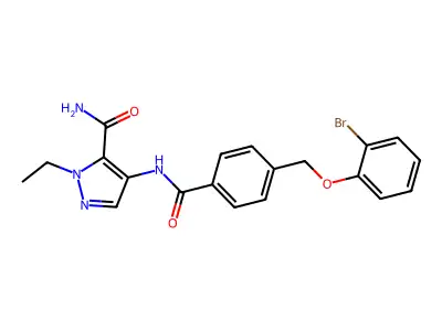 4-[[4-[(2-Bromophenoxy)methyl]benzoyl]amino]-2-ethylpyrazole-3-carboxamide structure