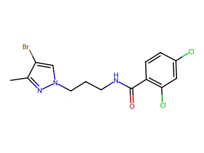 N-[3-(4-bromo-3-methylpyrazol-1-yl)propyl]-2,4-dichlorobenzamide structure
