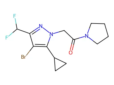 2-[4-bromo-5-cyclopropyl-3-(difluoromethyl)pyrazol-1-yl]-1-pyrrolidin-1-ylethanone structure