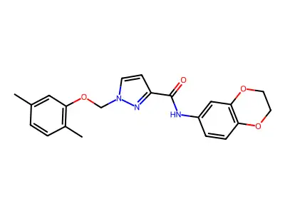 N-(2,3-dihydro-1,4-benzodioxin-6-yl)-1-[(2,5-dimethylphenoxy)methyl]pyrazole-3-carboxamide structure