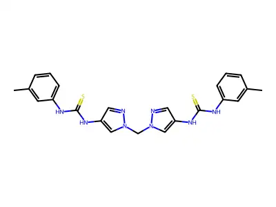 1-(3-methylphenyl)-3-[1-[[4-[(3-methylphenyl)carbamothioylamino]pyrazol-1-yl]methyl]pyrazol-4-yl]thiourea structure