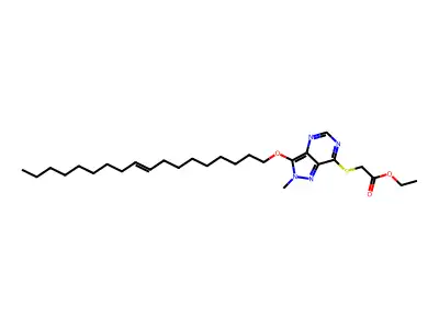 Ethyl 2-(2-methyl-3-octadec-9-enoxypyrazolo[4,3-d]pyrimidin-7-yl)sulfanylacetate structure