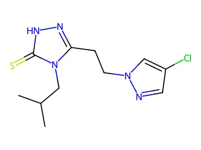 5-[2-(4-chloro-1H-pyrazol-1-yl)ethyl]-4-(2-methylpropyl)-4H-1,2,4-triazole-3-thiol structure