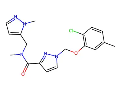 1-[(2-chloro-5-methylphenoxy)methyl]-N-methyl-N-[(1-methyl-1H-pyrazol-5-yl)methyl]-1H-pyrazole-3-carboxamide structure