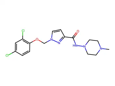 1-[(2,4-dichlorophenoxy)methyl]-N-(4-methylpiperazin-1-yl)pyrazole-3-carboxamide structure