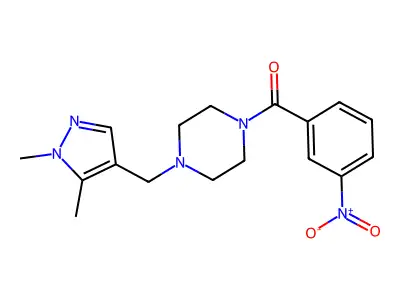 [4-[(1,5-Dimethylpyrazol-4-yl)methyl]piperazin-1-yl]-(3-nitrophenyl)methanone structure