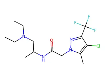 2-[4-chloro-5-methyl-3-(trifluoromethyl)pyrazol-1-yl]-N-[1-(diethylamino)propan-2-yl]acetamide structure