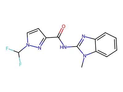 1-(difluoromethyl)-N-(1-methylbenzimidazol-2-yl)pyrazole-3-carboxamide structure