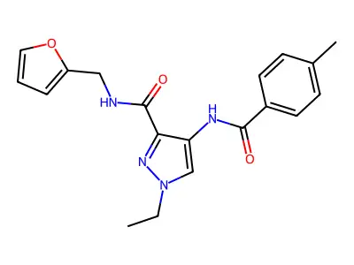 1-ethyl-N-(furan-2-ylmethyl)-4-[(4-methylbenzoyl)amino]pyrazole-3-carboxamide structure