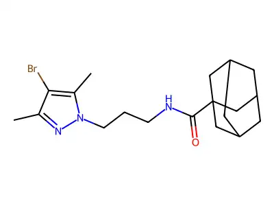 N-[3-(4-bromo-3,5-dimethylpyrazol-1-yl)propyl]adamantane-1-carboxamide structure