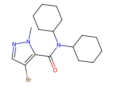 4-bromo-N,N-dicyclohexyl-2-methylpyrazole-3-carboxamide structure