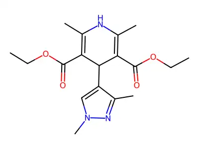diethyl 4-(1,3-dimethyl-1H-pyrazol-4-yl)-2,6-dimethyl-1,4-dihydropyridine-3,5-dicarboxylate structure