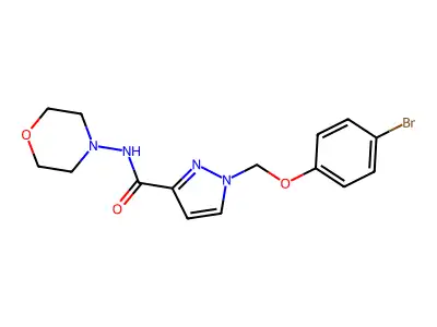 1-[(4-bromophenoxy)methyl]-N-morpholin-4-ylpyrazole-3-carboxamide structure