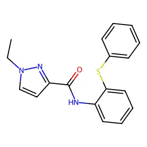 1-ethyl-N-[2-(phenylsulfanyl)phenyl]-1H-pyrazole-3-carboxamide structure