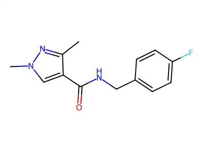 N-[(4-fluorophenyl)methyl]-1,3-dimethyl-1H-pyrazole-4-carboxamide structure