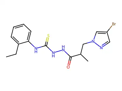 1-[[3-(4-Bromopyrazol-1-yl)-2-methylpropanoyl]amino]-3-(2-ethylphenyl)thiourea structure
