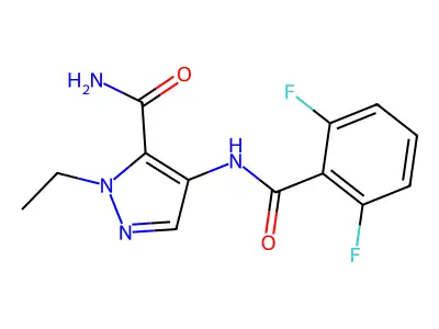 4-[(2,6-Difluorobenzoyl)amino]-2-ethylpyrazole-3-carboxamide structure